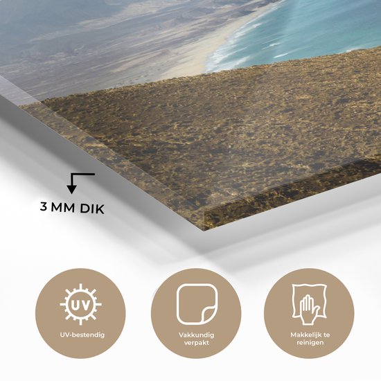 MuchoWow® Peinture sur verre - Vue depuis Degollada de Pecenescal sur la plage de Fuerteventura - 30x20 cm - Peintures sur verre acrylique - Photo sur Glas