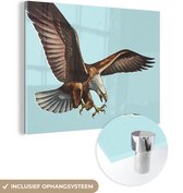 MuchoWow® Peinture sur verre 80x60 cm - Peinture sur verre acrylique - Illustration d'un pygargue à tête blanche atterrissant - Photo sur verre - Peintures
