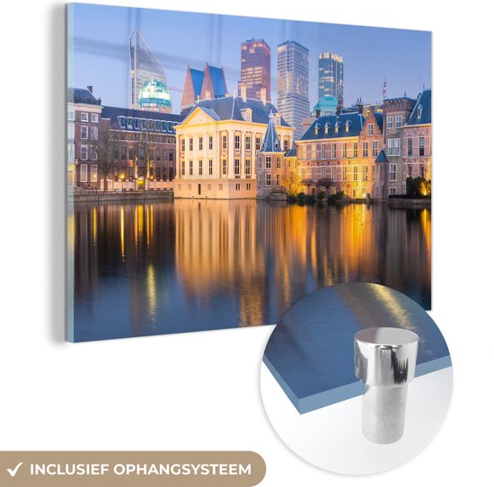 MuchoWow® Glasschilderij 30x20 cm - Schilderij acrylglas - Politiek - Nederland - Den Haag - Foto op glas - Schilderijen