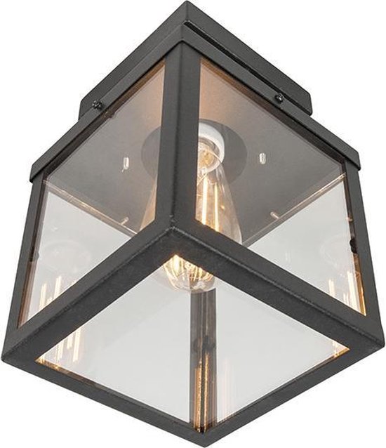 QAZQA rotterdam - Plafondlamp - 1 lichts - L 160 mm - Zwart