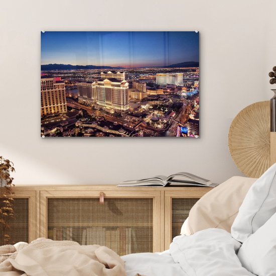 Night lights Las Vegas Glass 60x40 cm - Tirage photo sur verre (décoration murale en plexiglas)