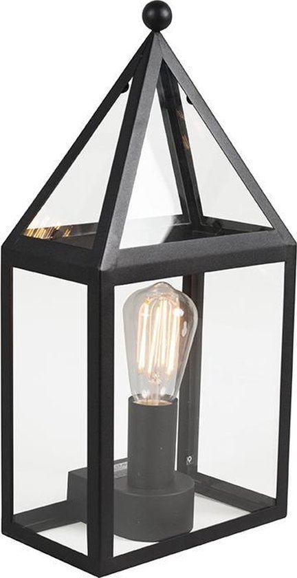 QAZQA amsterdam - Landelijke Wandlamp voor buiten - 1 lichts - D 130 mm - Zwart - Buitenverlichting