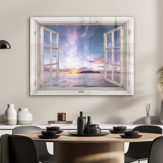MuchoWow® Peinture sur Verre - Voir à Travers - Île - Mer - 80x60 cm - Peintures Acrylique - Photo sur Glas