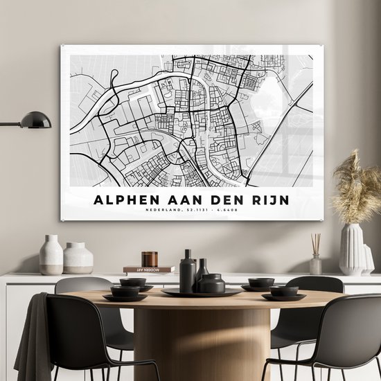 Peinture sur Verre - Carte - Alphen aan den Rijn - Pays- Nederland - 120x80 cm - Peintures sur Verre Peintures - Photo sur Glas
