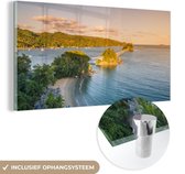 MuchoWow® Glasschilderij 40x20 cm - Schilderij acrylglas - Caribische brug - Foto op glas - Schilderijen