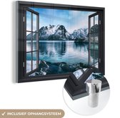 MuchoWow® Peinture sur verre 150x100 cm - Peinture sur verre acrylique - Transparent - Berg - Water - Photo sur verre - Peintures