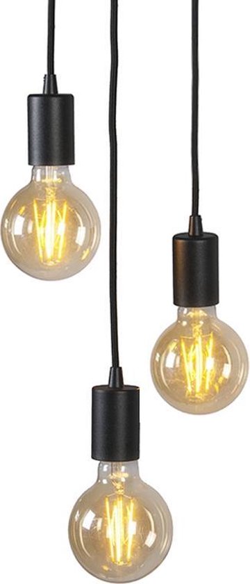 QAZQA facil - Design Hanglamp - 3 lichts - Ø 250 mm - Zwart - Woonkamer |  Slaapkamer |... | bol.com