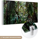 MuchoWow® Glasschilderij 80x40 cm - Schilderij acrylglas - Planten in regenwoud - Foto op glas - Schilderijen