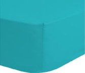 Dekbeddenwereld- hoeslaken- jersey- stretch-Lits-Jumeaux- 180x200+30cm- geschikt voor boxspring- turquoise