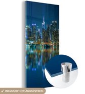 MuchoWow® Glasschilderij 40x80 cm - Schilderij acrylglas - New York - Skyline - Amerika - Foto op glas - Schilderijen