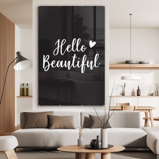 MuchoWow® Peinture sur verre 100x150 cm - Peinture sur verre acrylique - Dictons - Bonjour belle - Citations - Photo sur verre - Peintures
