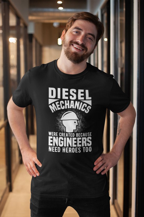 Rick & Rich - T-Shirt Diesel Mechanics - T-Shirt Electrician - T-Shirt Engineer - Zwart Shirt - T-shirt met opdruk - Shirt met ronde hals - T-shirt met quote - T-shirt Man - T-shirt met ronde hals - T-shirt maat 3XL