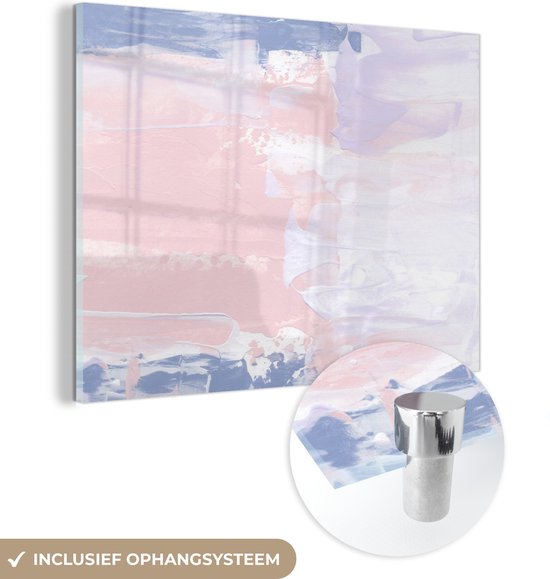 MuchoWow® Glasschilderij 40x30 cm - Schilderij acrylglas - Pastel - Design - Verf - Foto op glas - Schilderijen