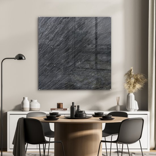 MuchoWow® Peinture sur verre 90x90 cm - Peinture sur verre acrylique - Natuursteen - Industriel - Ardoise - Structure - Grijs - Photo sur verre - Peintures