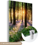 MuchoWow - Peinture sur verre - Verre acrylique - Peinture - Forêt - Nature - Fleurs - Soleil - 60x80 cm - Décoration murale - Photo sur verre - Peinture sur verre nature