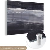 MuchoWow® Glasschilderij 150x100 cm - Schilderij acrylglas - Verf - Abstract - Zwart - Foto op glas - Schilderijen