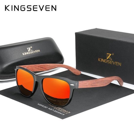 KingSeven - Orange Wayfayer Bamboo UV400 en Polarisatie filter