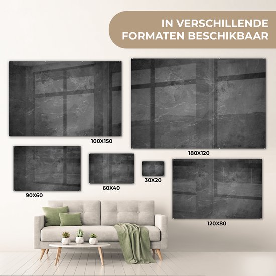 MuchoWow® Peinture sur verre 150x100 cm - Peinture verre acrylique - Structure - Ciment - Béton - Grijs - Vintage - Photo sur verre - Peintures