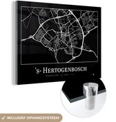 MuchoWow® Glasschilderij 40x30 cm - Schilderij acrylglas - Plattegrond - 's-Hertogenbosch - Stadskaart - Kaart - Foto op glas - Schilderijen