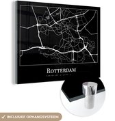 MuchoWow® Glasschilderij 40x30 cm - Schilderij acrylglas - Rotterdam - Kaart - Stadskaart - Plattegrond - Foto op glas - Schilderijen