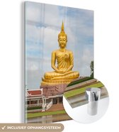 MuchoWow - Glasschilderij - Acrylglas - Buddha beeld - Tempel - Natuur - Muurdecoratie - Glasschilderij binnen - 120x160 cm - Schilderij glas - Wanddecoratie