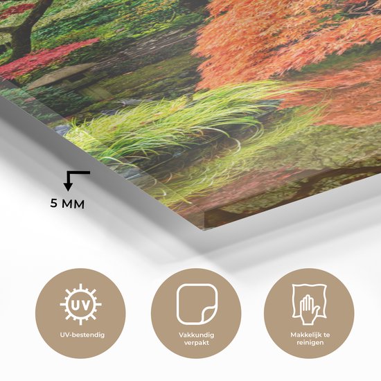 Peinture sur verre - Photo sur verre - Arbres - Pierres - Chemin - Nature - Japonais - Verre acrylique - Décoration murale - 40x80 cm - Peinture sur verre nature - Décoration murale - Peinture sur verre - Peintures de salon