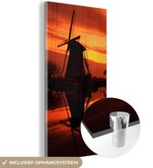 MuchoWow® Glasschilderij 20x40 cm - Schilderij acrylglas - Molens tijdens zonsondergang - Foto op glas - Schilderijen