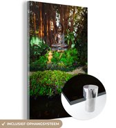 MuchoWow® Glasschilderij 20x30 cm - Schilderij glas - Boeddha standbeeld in een park - Foto op acrylglas - Schilderijen