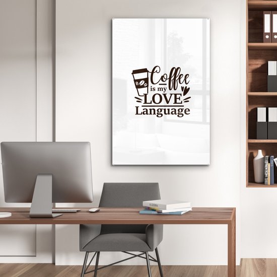 MuchoWow® Peinture sur verre 60x90 cm - Peinture sur verre acrylique - Café - Citation - Amour - Photo sur verre - Peintures