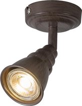 QAZQA coney - Retro Plafondspot | Spotje | Opbouwspot - 1 lichts - H 155 mm - Roestbruin - Woonkamer | Slaapkamer | Keuken