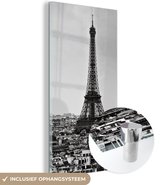 MuchoWow® Glasschilderij 60x120 cm - Schilderij acrylglas - De skyline van Parijs - Foto op glas - Schilderijen