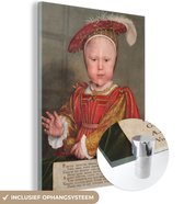 MuchoWow® Glasschilderij 30x40 cm - Schilderij acrylglas - Portret van Edward VI als kind - Schilderij van Hans Holbein de Jonge - Foto op glas - Schilderijen