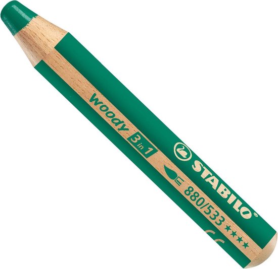 STABILO Crayon gras de couleur Woody 3 in 1 duo Rouge - Vert foncé