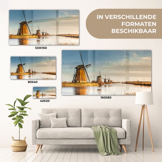 Peinture sur Verre - Moulin à Vent - Holland - Paysage - 160x80 cm - Peintures sur Verre Peintures - Photo sur Glas