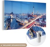 MuchoWow® Glasschilderij 160x80 cm - Schilderij acrylglas - Weergave van de stad Berlijn in Brandenburg, Duitsland - Foto op glas - Schilderijen