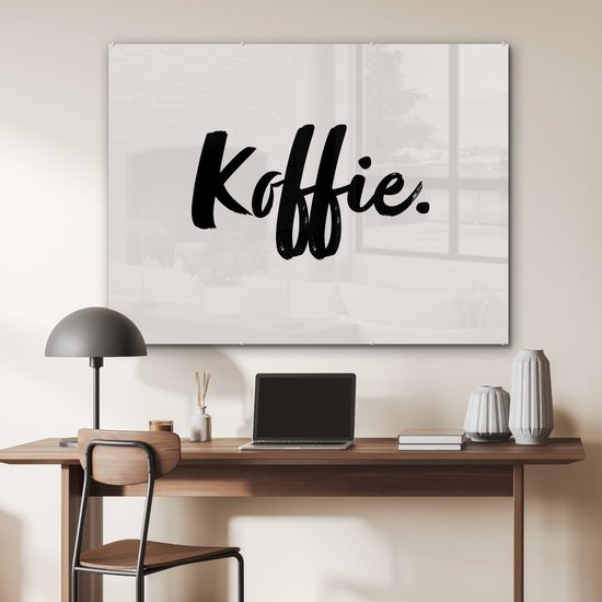 MuchoWow® Peinture sur verre - Café - Taupe - Citation - 120x90 cm - Peintures sur verre acrylique - Photo sur Glas