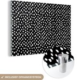 MuchoWow® Glasschilderij 30x20 cm - Schilderij acrylglas - Zwart - Wit - Patronen - Stippen - Foto op glas - Schilderijen