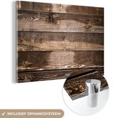 MuchoWow® Peinture sur verre 120x80 cm - Peinture sur verre acrylique - Planches - Bois - Foncé - Photo sur verre - Peintures