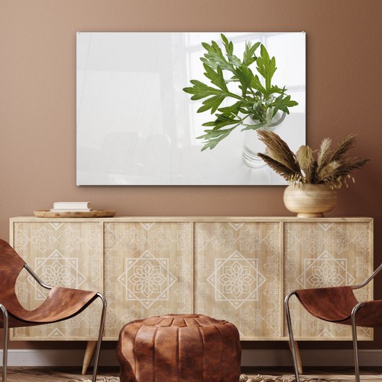 Gros plan des feuilles d'absinthe Plexiglas 120x80 cm - Tirage photo sur Glas (décoration murale plexiglas)