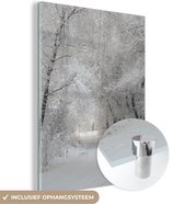 MuchoWow® Glasschilderij 30x40 cm - Schilderij acrylglas - Bomen - Sneeuw - Winter - Foto op glas - Schilderijen