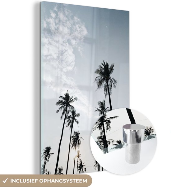 MuchoWow® Peinture sur verre 120x180 cm - Peinture sur verre - Palmiers - Été - Tropical - Photo sur verre acrylique - Peintures