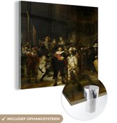 MuchoWow® Glasschilderij 90x90 cm - Schilderij acrylglas - De Nachtwacht - Kunst - Oude meesters - Rembrandt - Foto op glas - Schilderijen