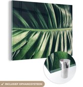 MuchoWow® Glasschilderij 120x90 cm - Schilderij acrylglas - Bladeren - Tropisch - Jungle - Foto op glas - Schilderijen