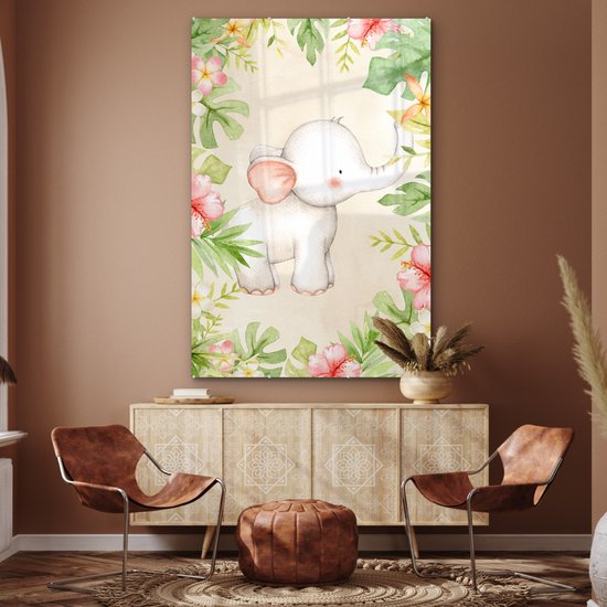 Peintures en plexiglas - Éléphant - Jungle - Aquarelle - 100x150 cm