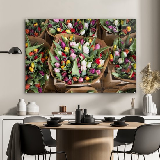 Peinture sur verre - Fleurs - Tulipes - Bouquet - 120x80 cm - Peintures Plexiglas