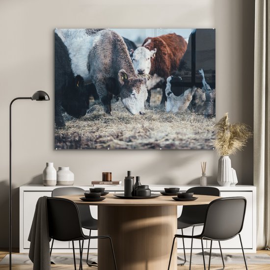 MuchoWow® Peinture sur Verre - Animaux - Vache - Ferme - 120x90 cm - Peintures sur Verre Acrylique - Photo sur Glas