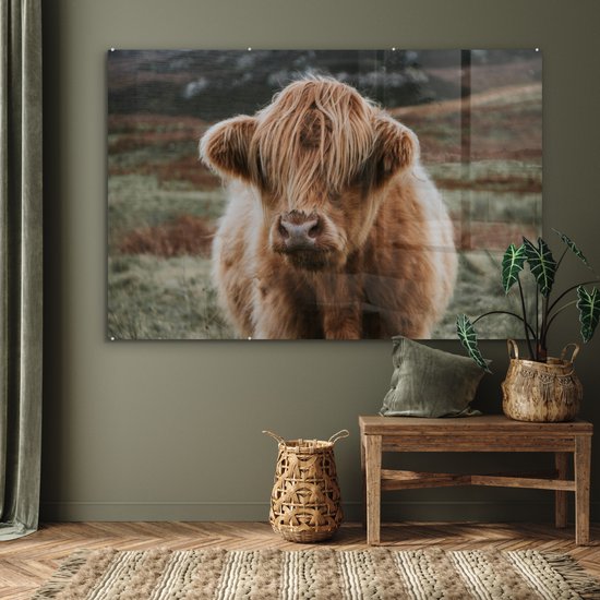 MuchoWow® Peinture sur verre - Vache - Cheveux - Animaux - 180x120 cm - Peintures sur verre acrylique - Photo sur Glas