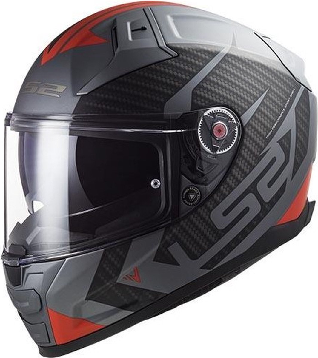 LS2 Ff811 Vector Ii Splitter Matt Titanium Red 2XL - Maat 2XL - Helm
