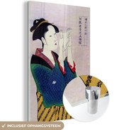MuchoWow® Glasschilderij 40x60 cm - Schilderij acrylglas - Vrouw - Kimono - Japan - Foto op glas - Schilderijen