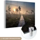 MuchoWow® Glasschilderij 60x40 cm - Schilderij acrylglas - Bos - Moeras - Boom - Foto op glas - Schilderijen